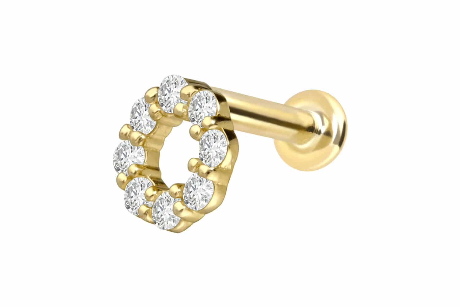 18 Karat Gold Labret Piercing mit Innengewinde DIAMANT-KREIS
